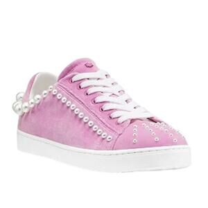 Stuart Weitzman Goldie Cotton Candy Pink Pearl Velvet Sneakers